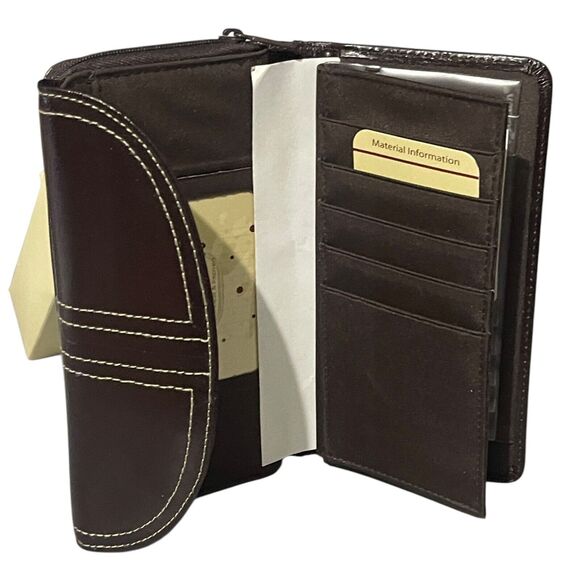 Buxton Bifold Wallet Brown Leather White Stitch Detail Credit Card New In Box - Picture 4 of 10